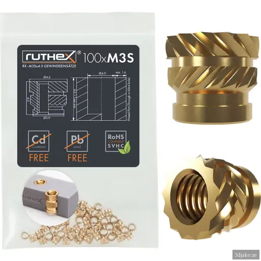 Ruthex M3 Short threaded insert – Rx-M3Sx4.0 - 100 pcs