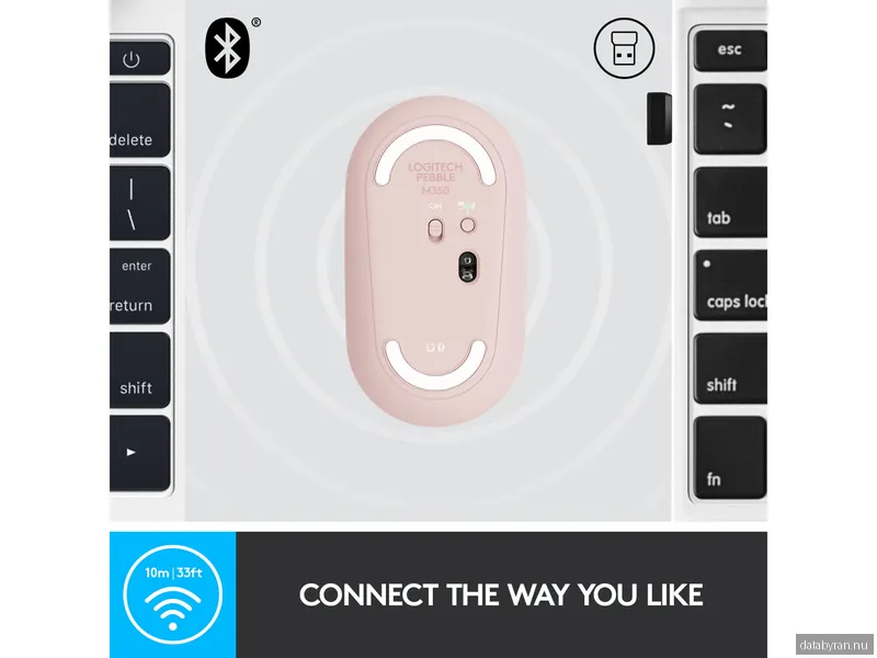 Logitech Pebble M350, 1000 dpi, RF/Bluetooth - Rosa