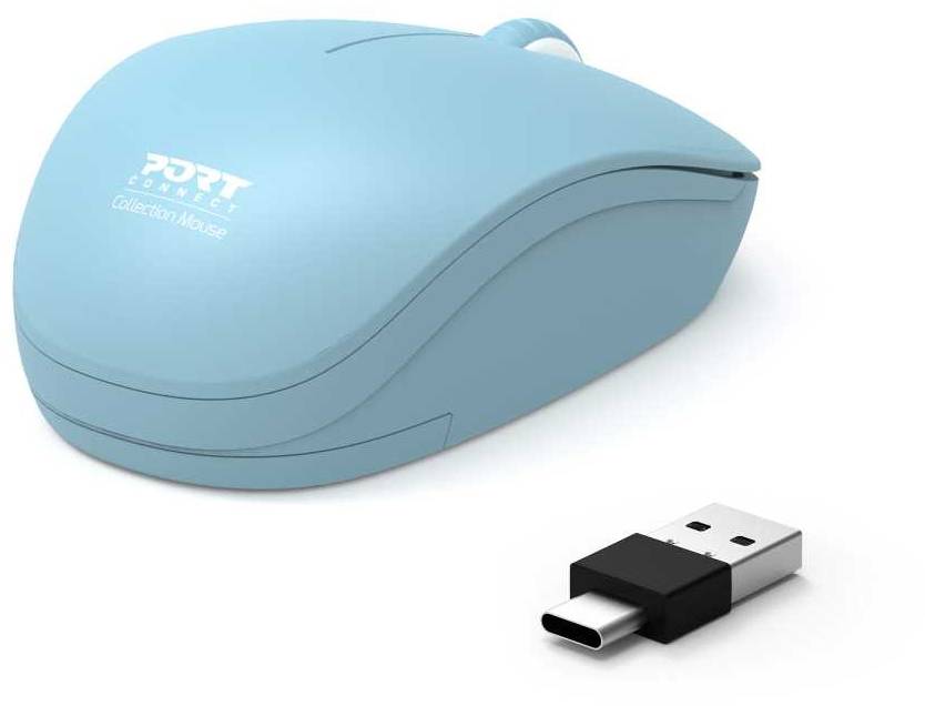 PORT Designs Silent Wireless Mouse, USB-C/USB-A mottagare - Turkos
