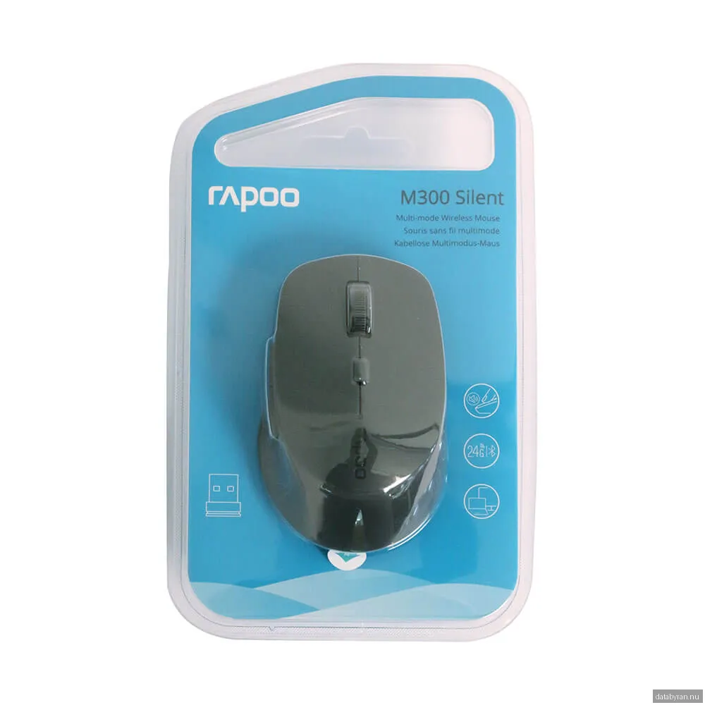 RAPOO M300 Silent Multi-Mode Optisk, RF/Bluetooth - Mörkgrå