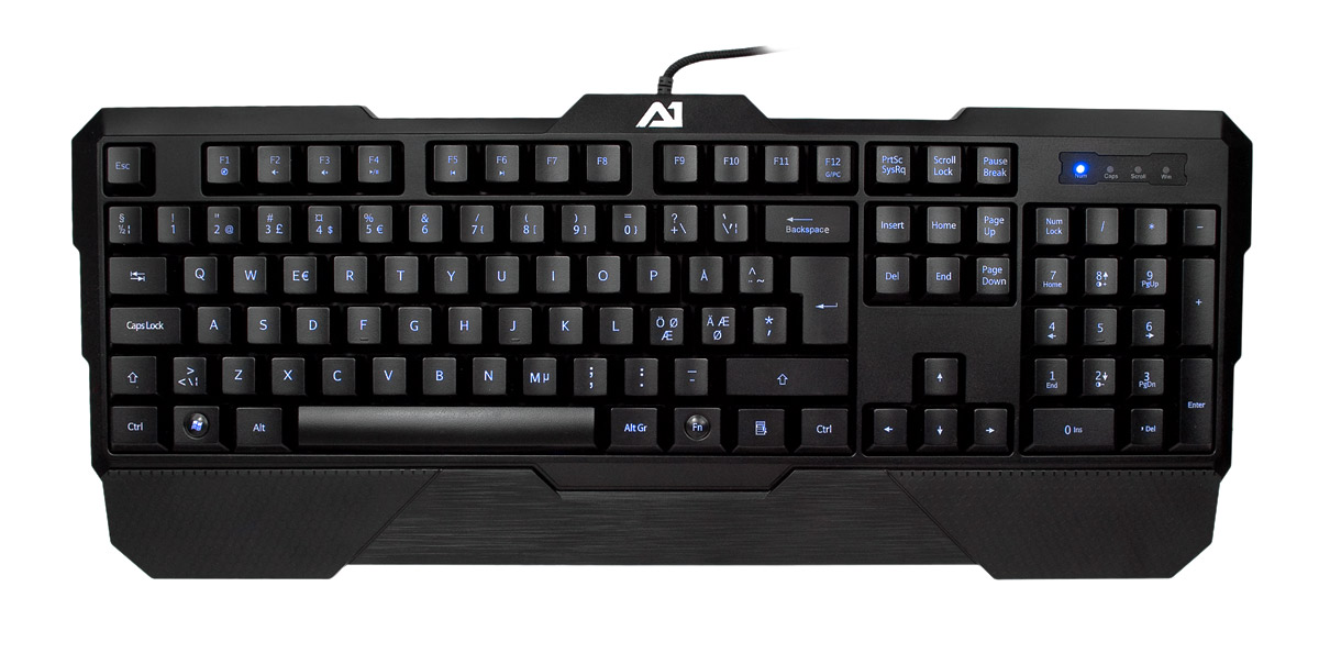 Attitude One Sturmovik Gaming Keyboard, 7-färgs LED, USB, nordiskt - Svart