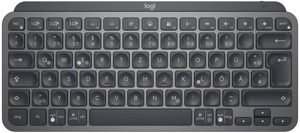 Logitech MX Keys Mini, Bluetooth/RF, tyskt - Grafitgrå
