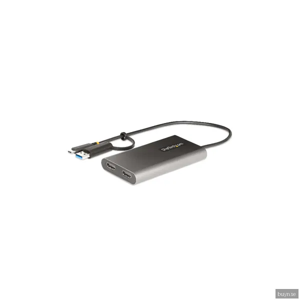 Adapter StarTech.com, USB-C/USB-A till 2xHDMI 4K@60Hz, 100W PD Pass-Through, 0,3 meter kabel