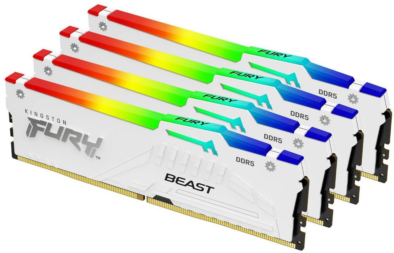 128 GB (4x32GB) DDR5-5600 Kingston FURY Beast White RGB CL40, XMP - Vit