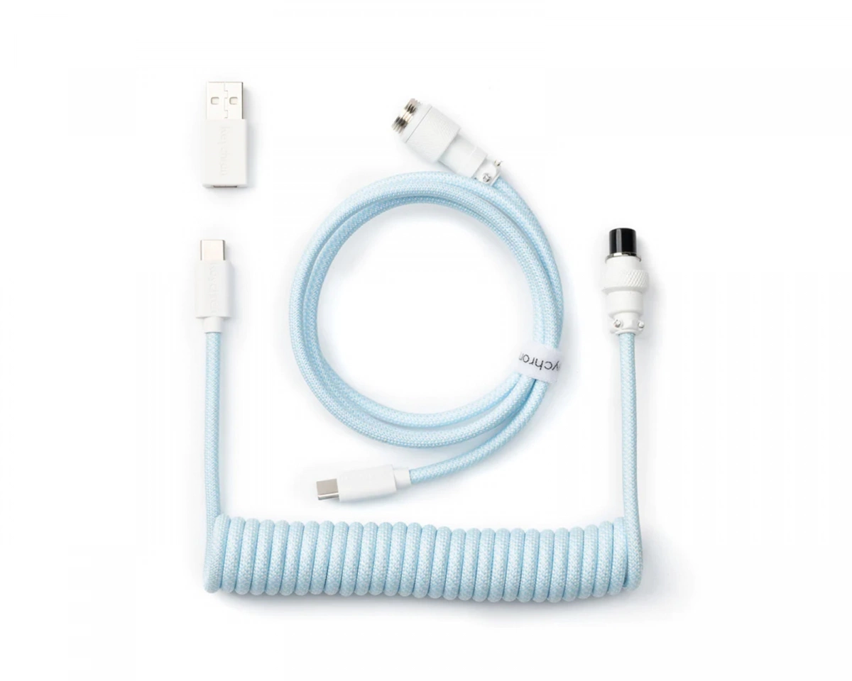 Keychron Coiled Aviator USB-C Cable Straight - Light Blue - Uppgradera tillbehör - Blå