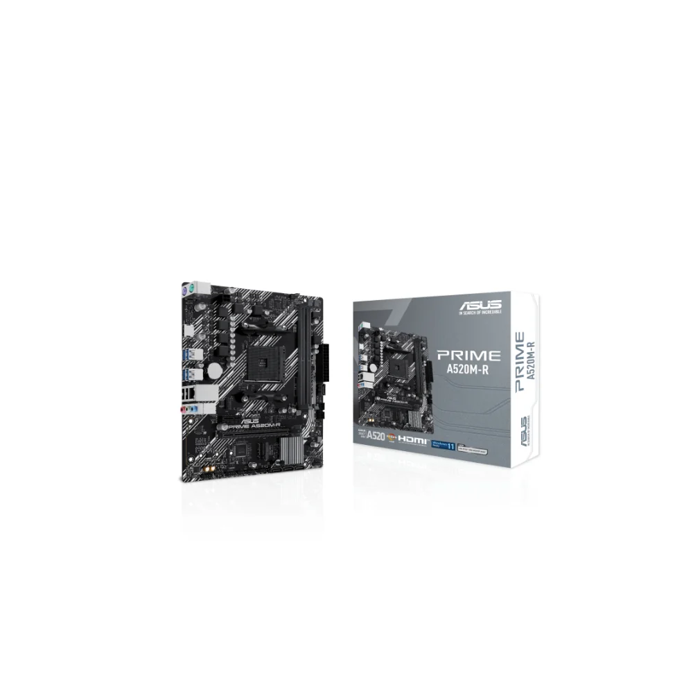 ASUS PRIME A520M-R Moderkort - AMD A520 - AMD AM4 socket - DDR4 RAM - Micro-ATX