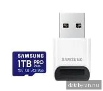 Micro Secure Digital SDXC 1 TB Samsung PRO Plus, 180/130 MB/sek, UHS-I U3 Class10 A2 V30, inkl. USB-A kortläsare