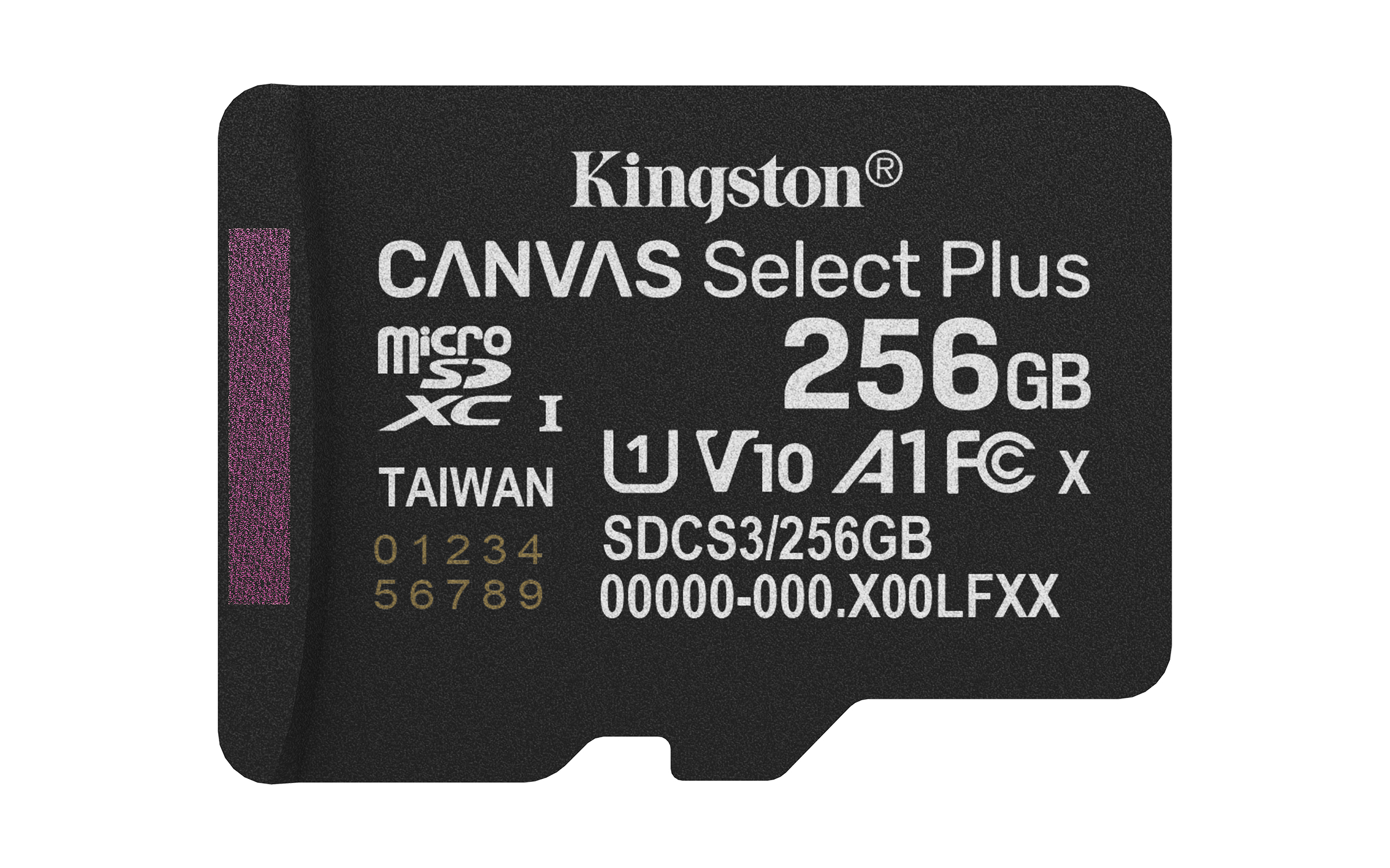 Micro Secure Digital SDXC 256 GB Kingston Canvas Select Plus Gen3, 150 MB/sek läs, Class 10, A1, UHS-I U1