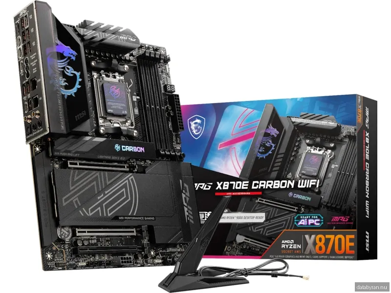 MSI MPG X870E CARBON WIFI Moderkort - AMD X870E - AMD AM5 socket - DDR5 RAM - ATX
