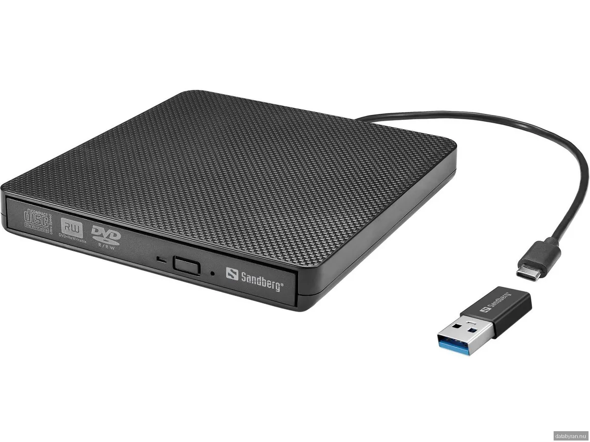 Sandberg USB-C/A DVD Burner - CD-RW (Brännare) - USB-C - Svart