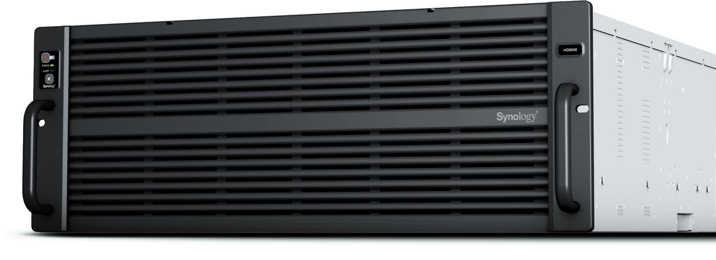 Synology High Density HD6500, 60-bay NAS, Dual Intel Xeon 10-Core 4210R, 64 GB RAM, 2x10GbE+2x1Gbe, rackmonterbar 4U