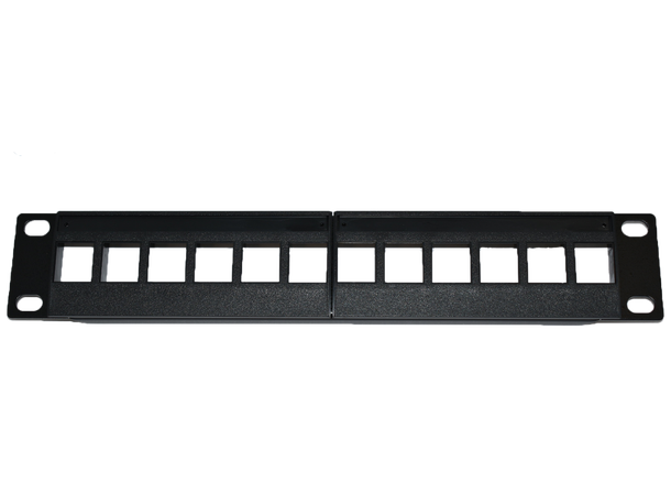10" Patchpanel LinkIT, 12 portar, Keystone, 1U, metall - Svart