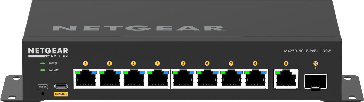 Netgear AV Line M4250-9G1F-PoE+ (GSM4210PD) 8x1G PoE+ 110W 1x1G and 1xSFP Managed Switch