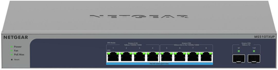Netgear MS510TXUP 8-Port Multi-Gigabit/10G Ethernet Ultra60 PoE++ Smart Switch with 2 SFP+ Ports