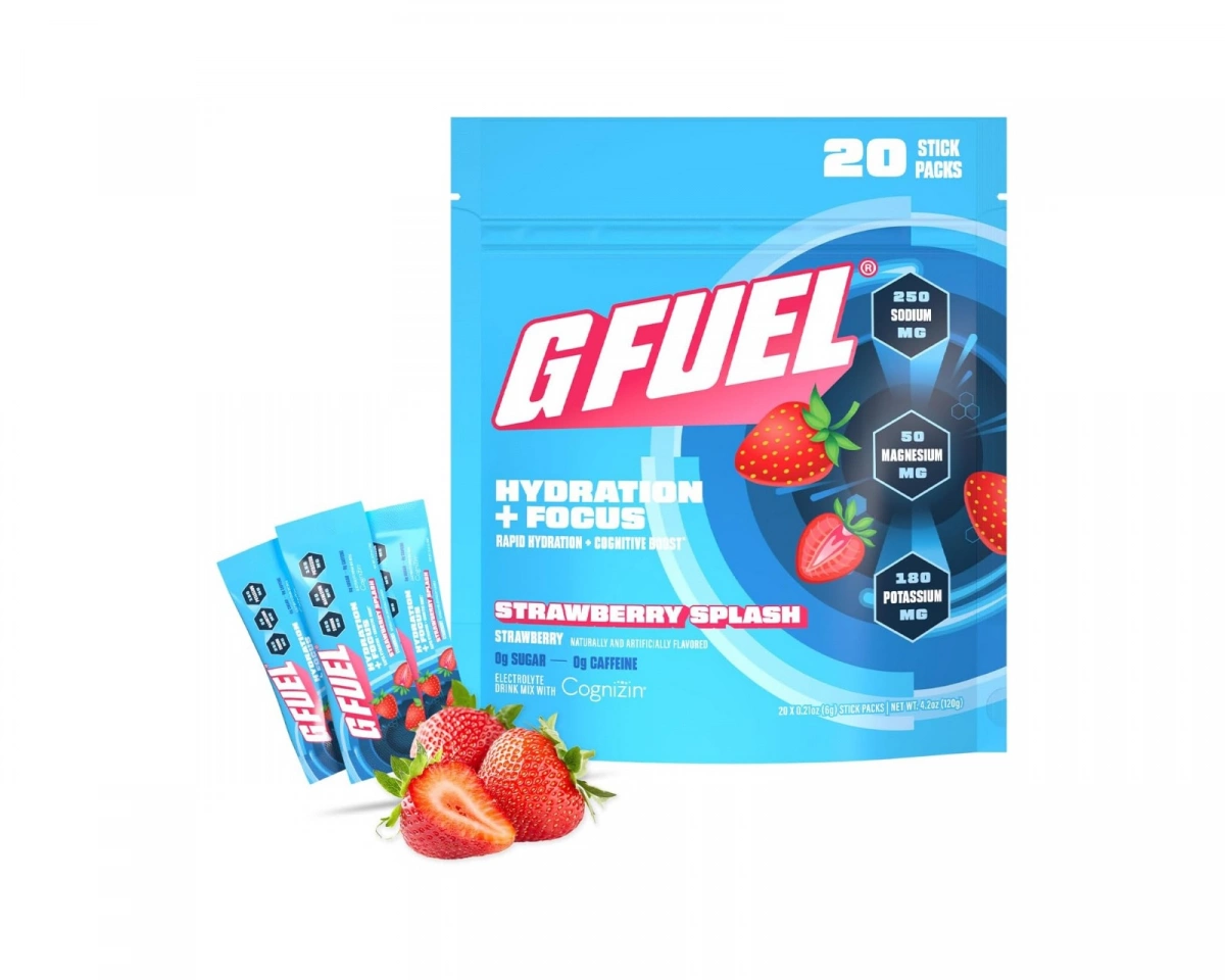 G FUEL Strawberry Splash Hydration + Focus Pack - 20 Servings