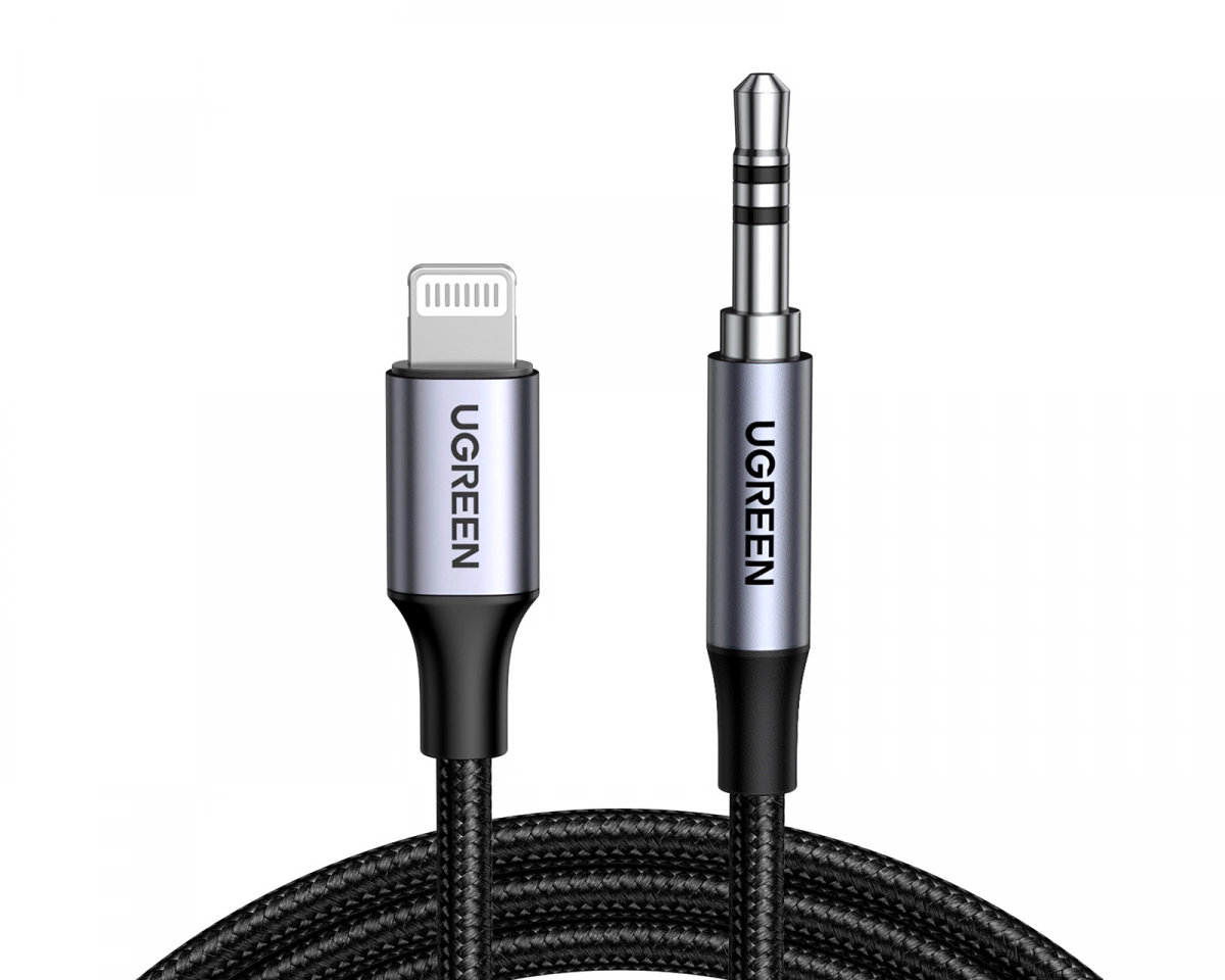 UGREEN Lightning To 3.5mm Aux Cable Aluminum Shell With Braided 1m (Black)