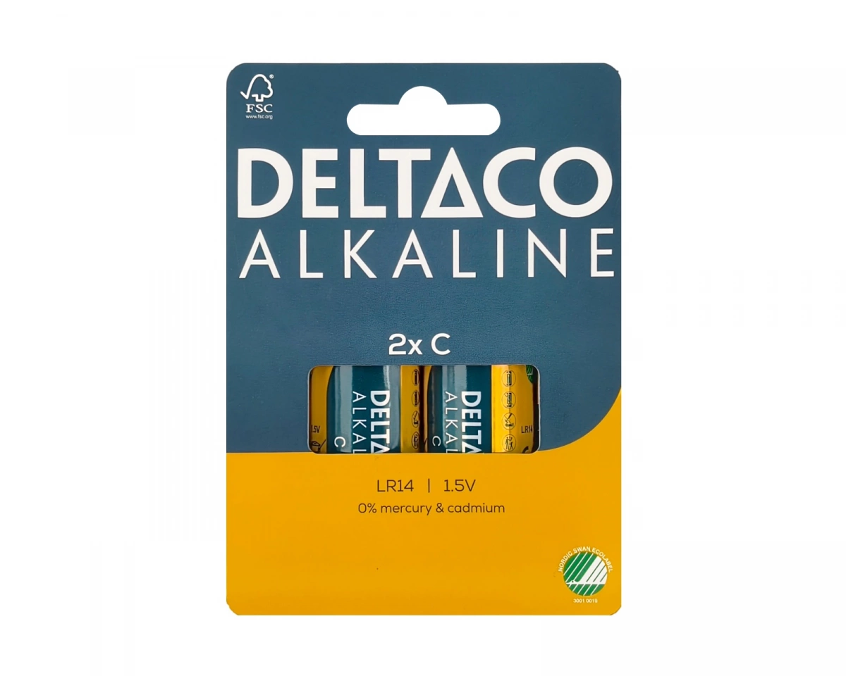 Deltaco battery - 2 x LR14 / C type - Alkaline