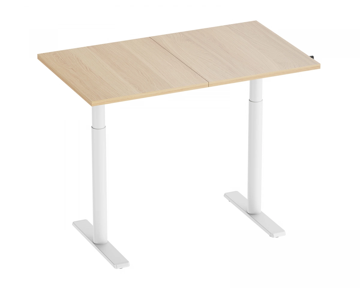 MaxMount Skrivbord Höj och Sänkbart 1200x700mm Vev - Vit/Ek