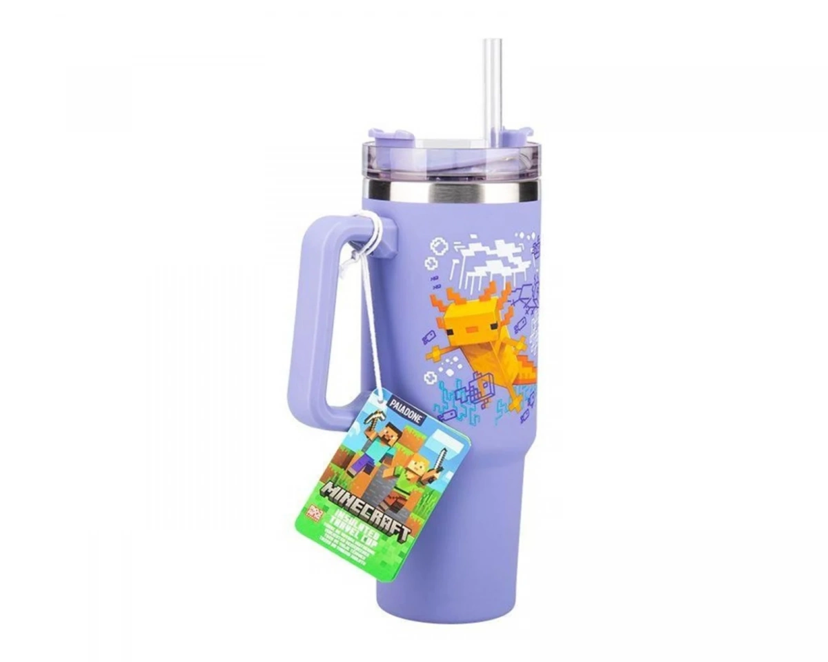 Paladone - Minecraft Purple 900ml Insulated Cup and Straw - Muggar
