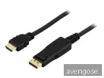 Deltaco DisplayPort till HDMI-kabel 3m - Svart
