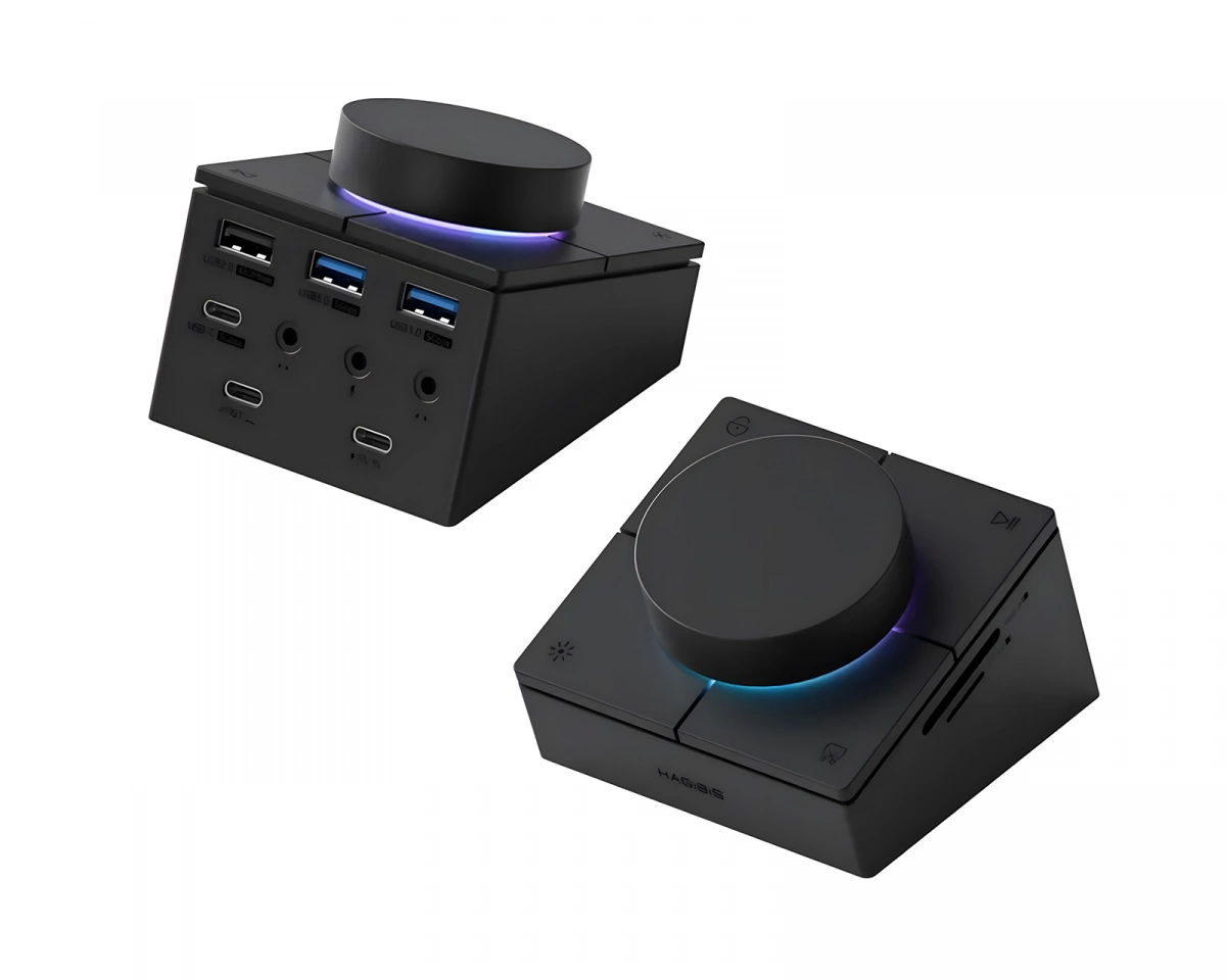 Hagibis USB-C-hubb med Ratt och Genvägsknappar - Svart