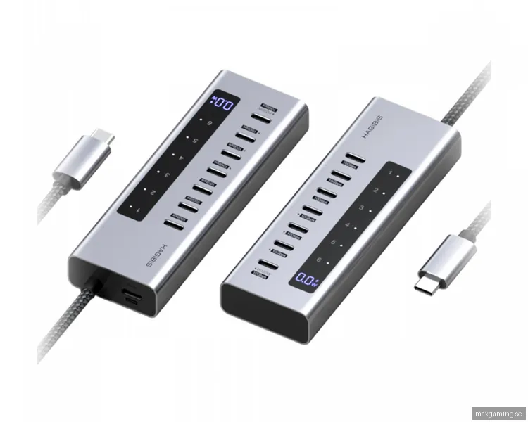 Hagibis 6-Port USB-C Hub 10Gbps LED-display