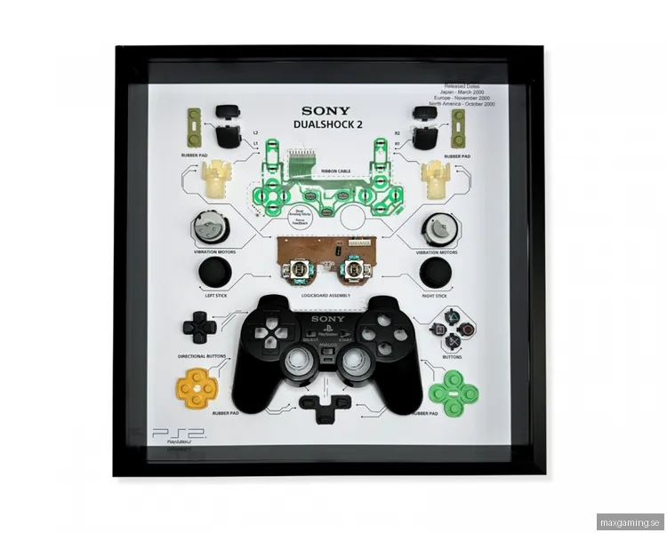 GRC Retro Art Sony PS2 Dual Shock 2 Kontroll Tavla - Svart