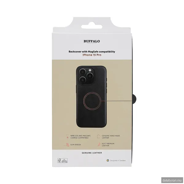 BUFFALO Backcover Leather MagSeries iPhone 15 Pro Black