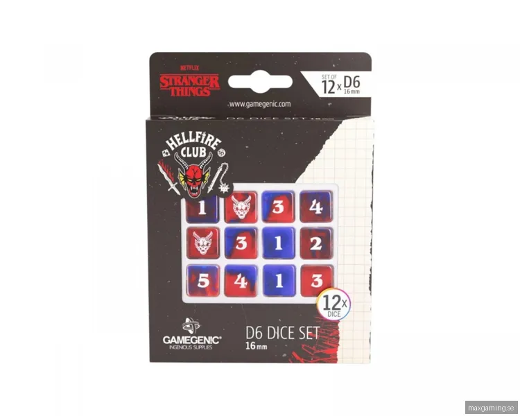 Gamegenic Stranger Things: Hellfire Club D6 Tärningsset 16mm (12 st)