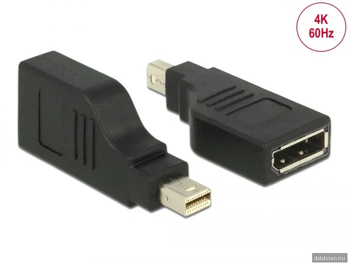 Adapter Mini DisplayPort hane till DisplayPort hona, vinklad 90°, 4K@60Hz
