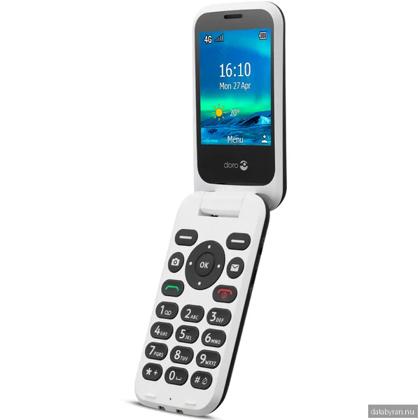 Doro 6821 mobiltelefon (svart/vit)