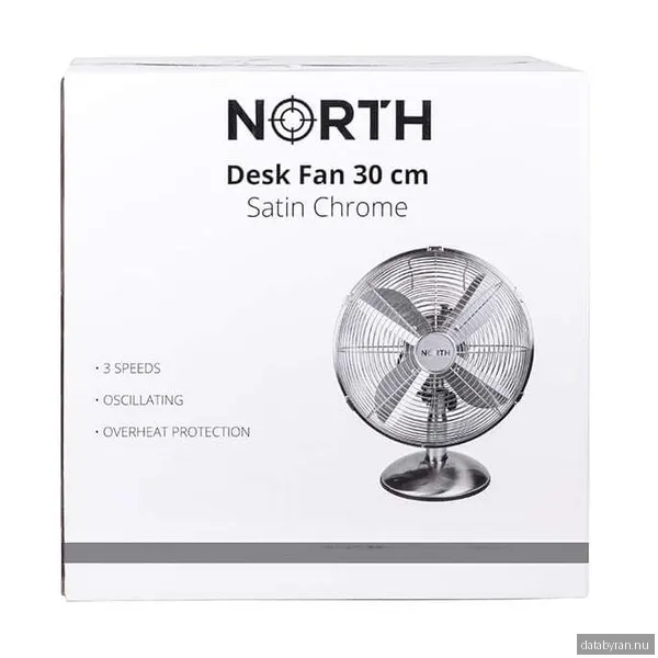 NORTH Desk Fan 30cm Satin Chrome