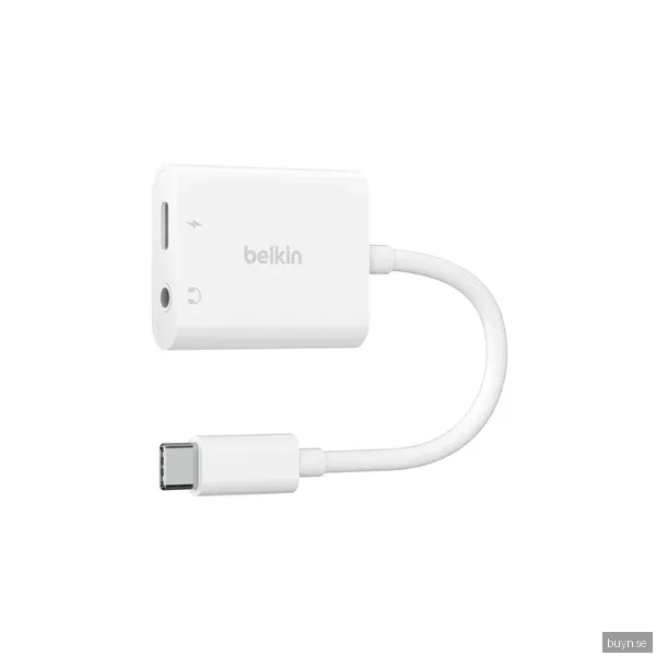 Belkin RockStar 3.5mm Audio + USB-C laddningsadapter (vit)