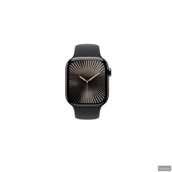 Apple Watch Series 10 - GPS + Cellular - 42mm - Skiffer Titanboett - Svart Sportband M/L