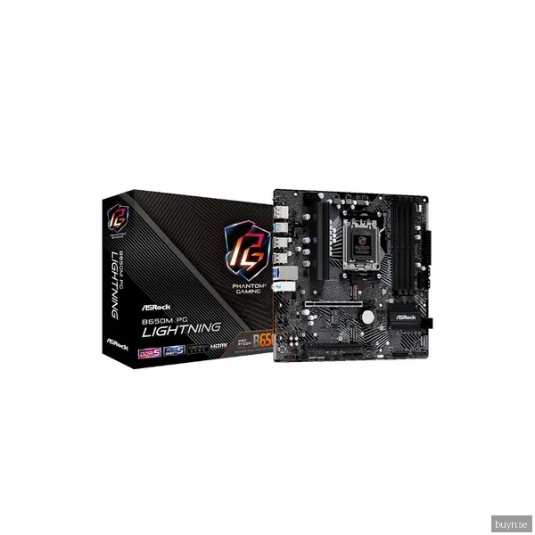 ASRock B650M PG LIGHTNING Moderkort - AMD B650 - AMD AM5 socket - DDR5 RAM - Micro-ATX