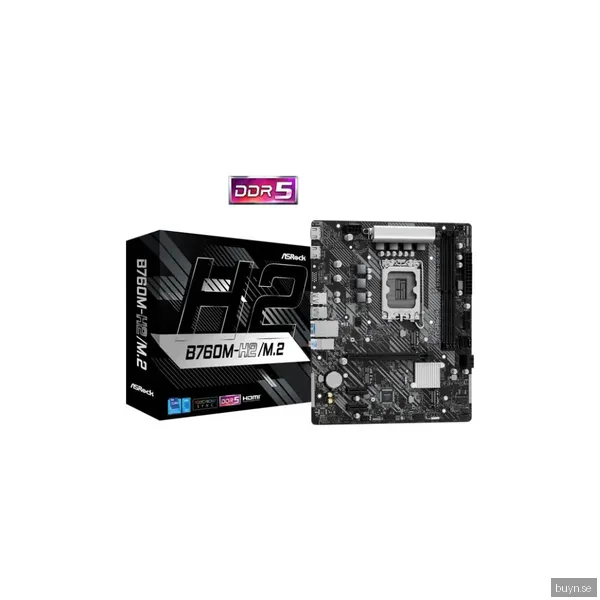 ASRock B760M-H2/M.2 Moderkort - Intel B760 - Intel LGA1700 socket - DDR5 RAM - Micro-ATX