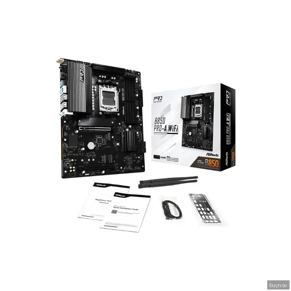 ASRock B850 Pro-A WiFi Moderkort - AMD B850 - AMD AM5 socket - DDR5 RAM - ATX