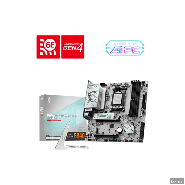 MSI B840M GAMING PLUS WIFI6E Moderkort - AMD B840 - AMD AM5 - DDR5 RAM - Micro-ATX