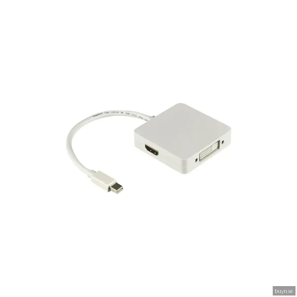 Deltaco Mini DP till DP DVI I HDMI adapter (Vit, 0,2 m)
