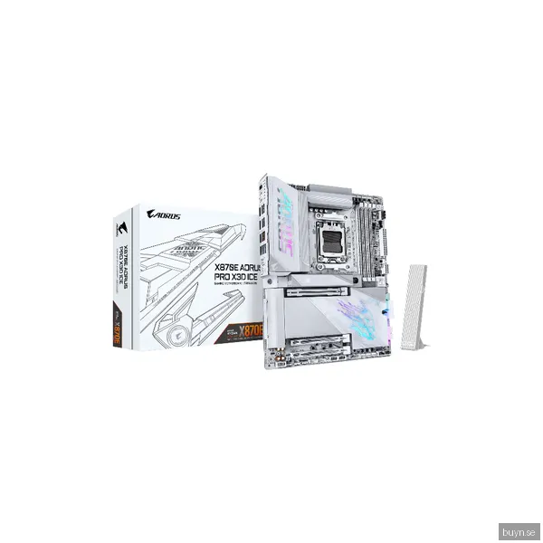 GIGABYTE X870E AORUS PRO X3D ICE Moderkort - AMD X870E - AMD AM5 socket - DDR5 RAM - ATX