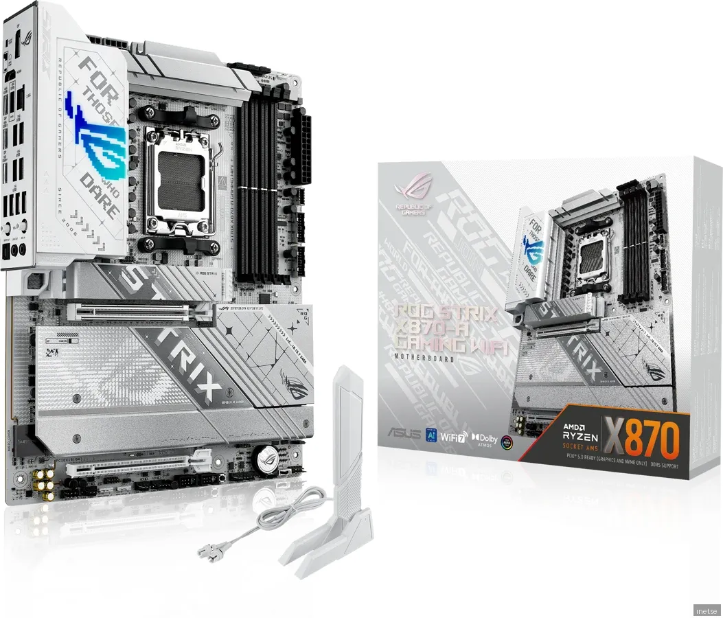 ASUS ROG Strix X870-A GAMING WIFI Moderkort (vit)