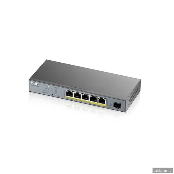 ZyXEL GS1350-6HP, 5-port Gigabit, 4xPoE (802.3af/at/bt), 1xSFP, 60W, Nebula/Standalone