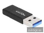 Adapter USB-A hane till USB-C hona, 10 Gbps, DeLOCK - Svart