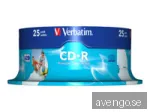 CD-R media Verbatim DataLifePlus 80 min 52X, Printable vita, 25-pack spindel