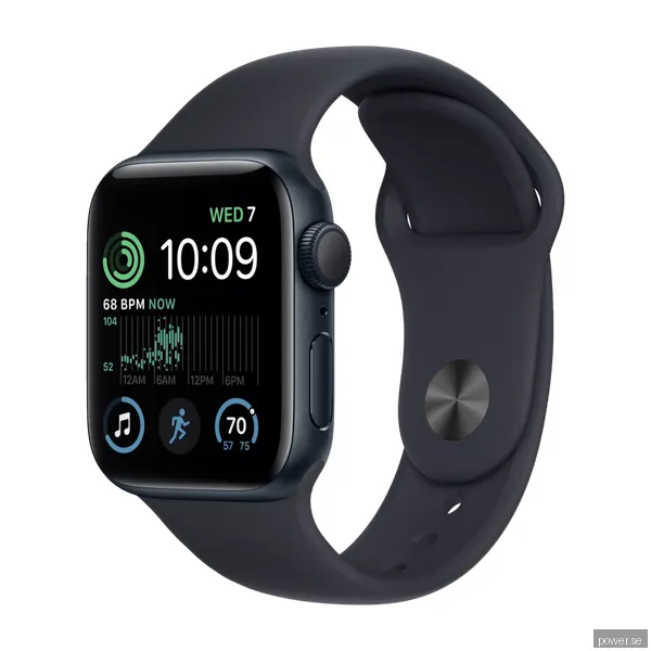 Apple Watch SE GPS 40 mm, Midnatt aluminiumboett med, Midnatt sportband - regular