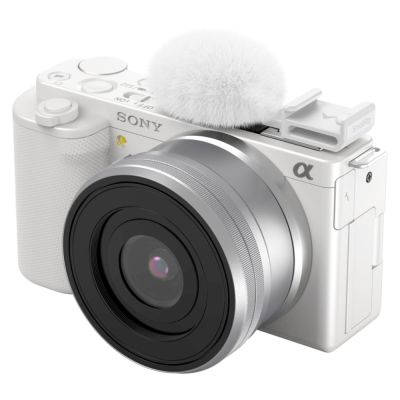 SmallRig Cold Shoe Adapter with Furry Windscreen (white) for Sony ZV series cameras