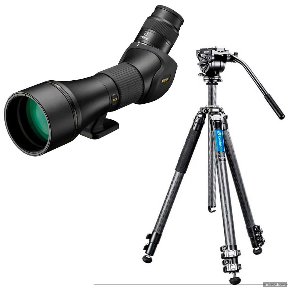 Nikon Monarch 82ED-A + 30-60W -tubkikare + Leofoto LV-323C+BV-10 -stativ kit
