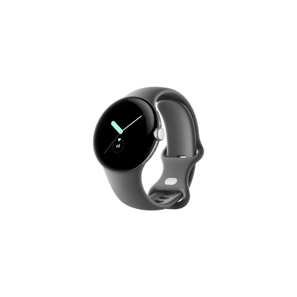 Google Pixel Watch - Polished Silver with Charcoal Band
