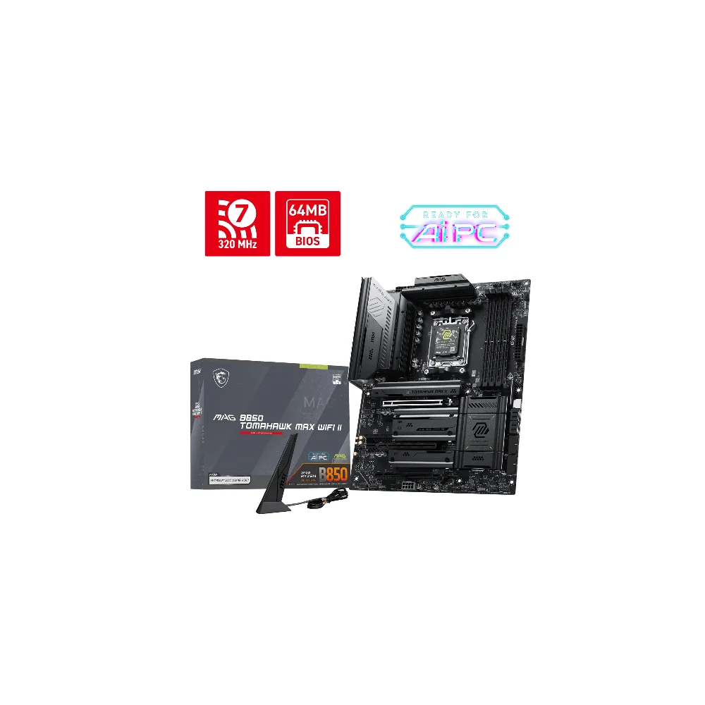 MSI MAG B850 TOMAHAWK MAX WIFI II Moderkort - AMD B850 - AMD AM5 socket - DDR5 RAM - ATX