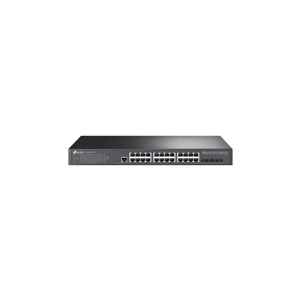 TP-Link TL-SG3428X-UPS V1 JetStream 24-Port Gigabit L2+ Managed Switch med 4 10GE SFP+ Slots & UPS Power Supply